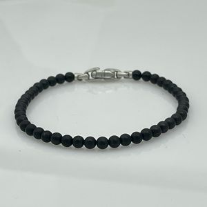 David Yurman Black Beaded Bracelet with Silver Clasp
